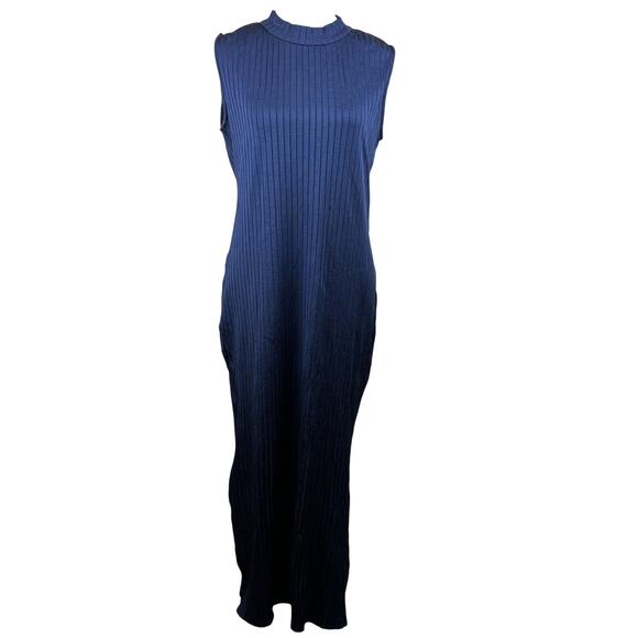 Ayr Dress Women Large Navy Blue Mock Neck Sleeveless Maxi The Long Weekend‎ - Picture 1 of 15